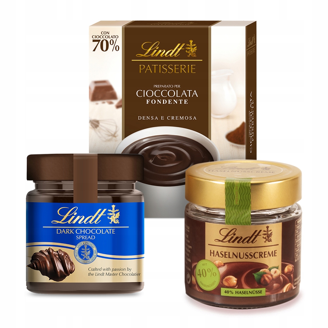 Lindt zestaw czekolada gorzka do picia i 2x krem do smarowania 500g
