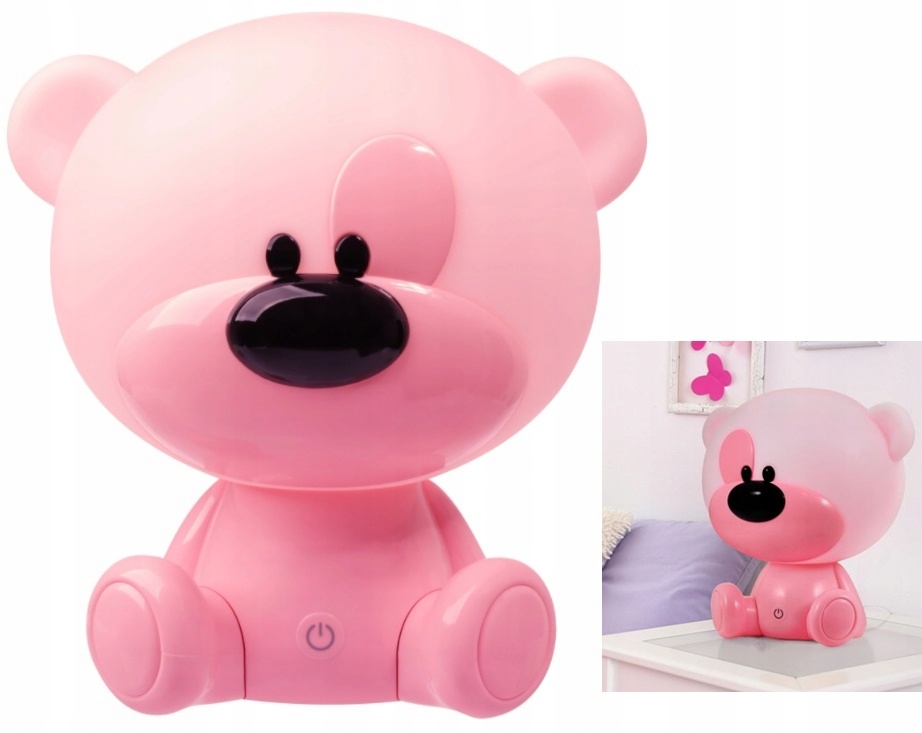 LAMPKA NOCNA DLA DZIECI MIŚ DOTYKOWA REGULOWANA 3 TRYBY LED RÓŻOWA