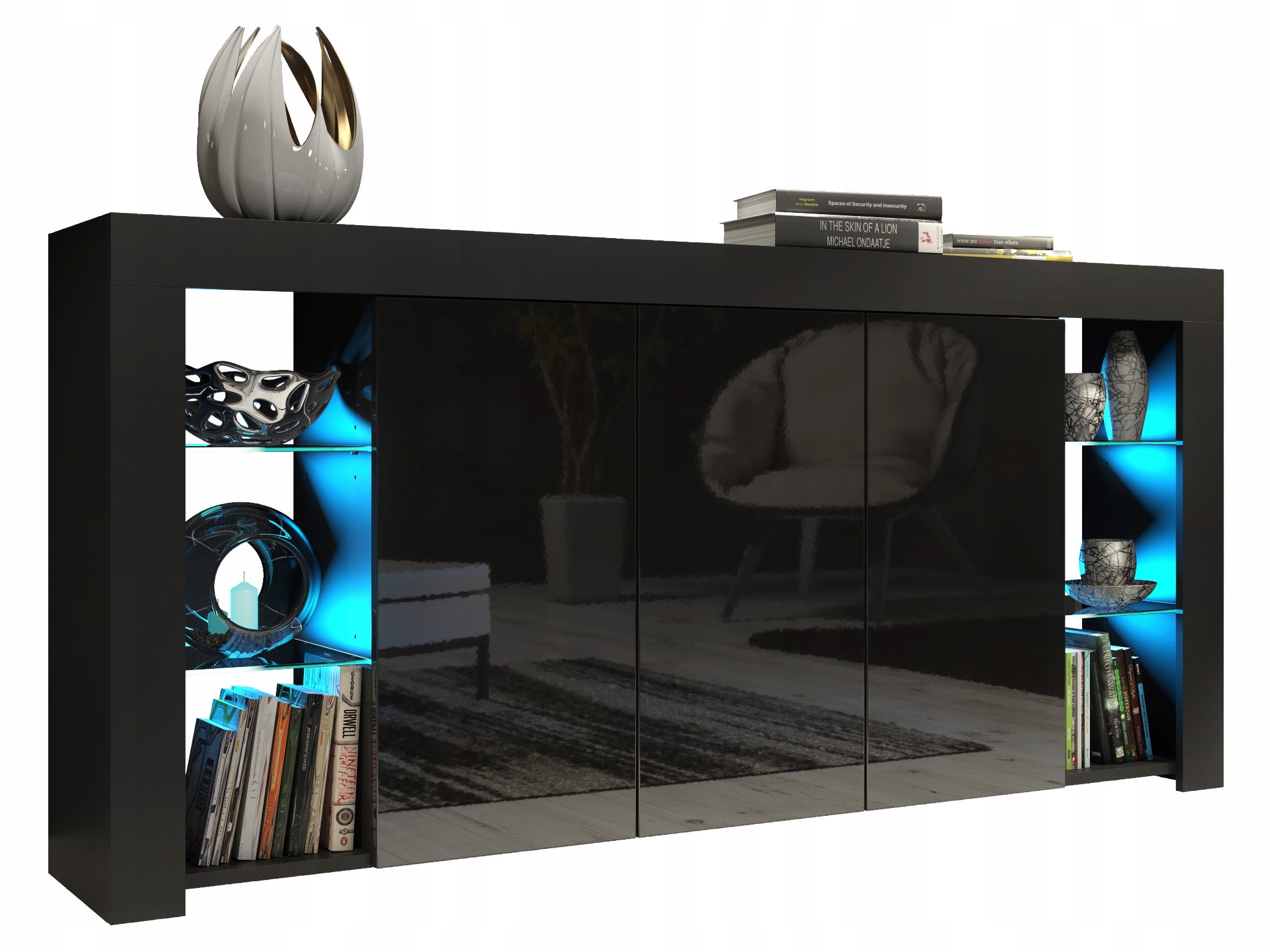 

Komoda Stolik Szafka Czarny/czarny Połysk Rtv E115