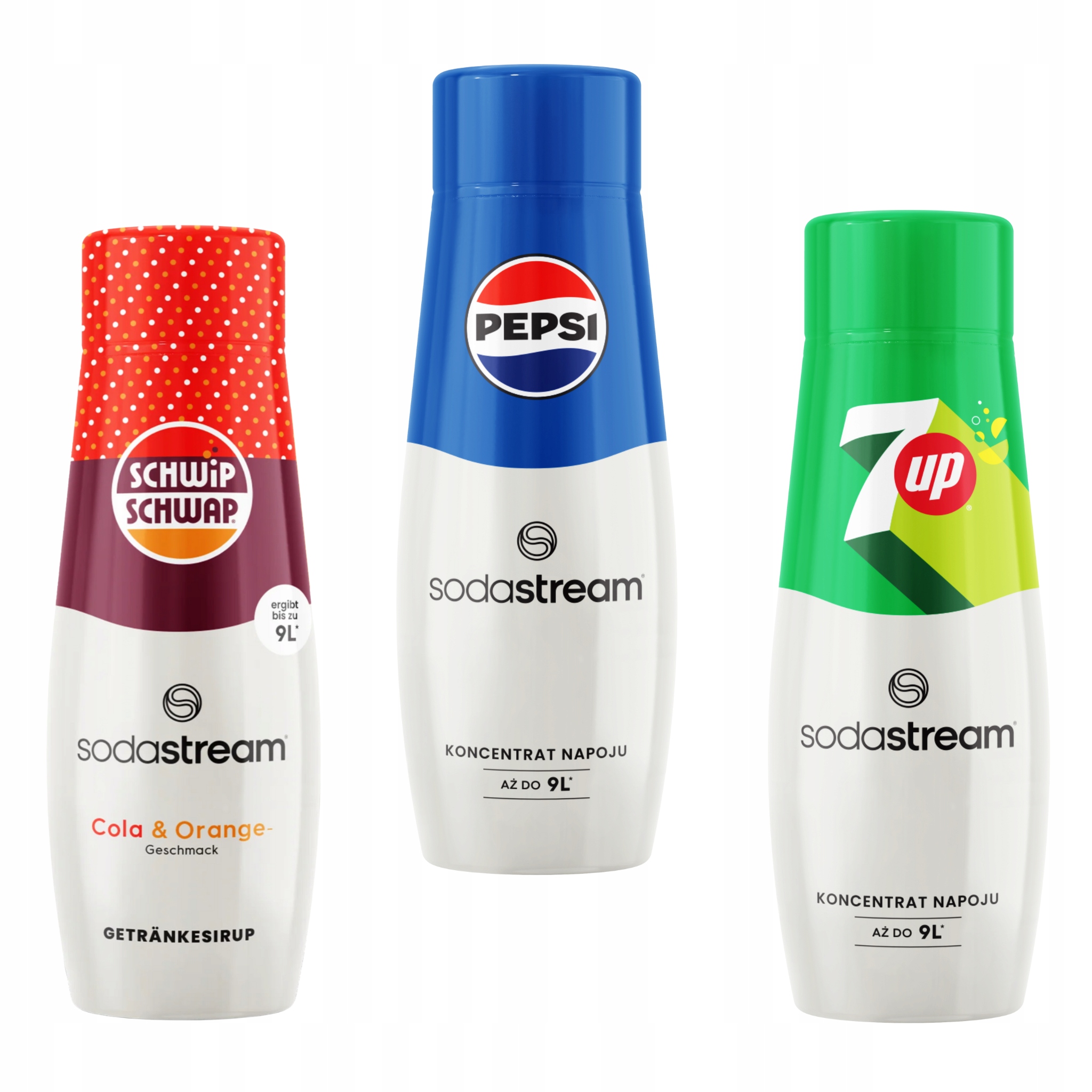 Sirupy do saturátoru Sodastream Cola Pomeranč Schwip Schwap Pepsi 7UP