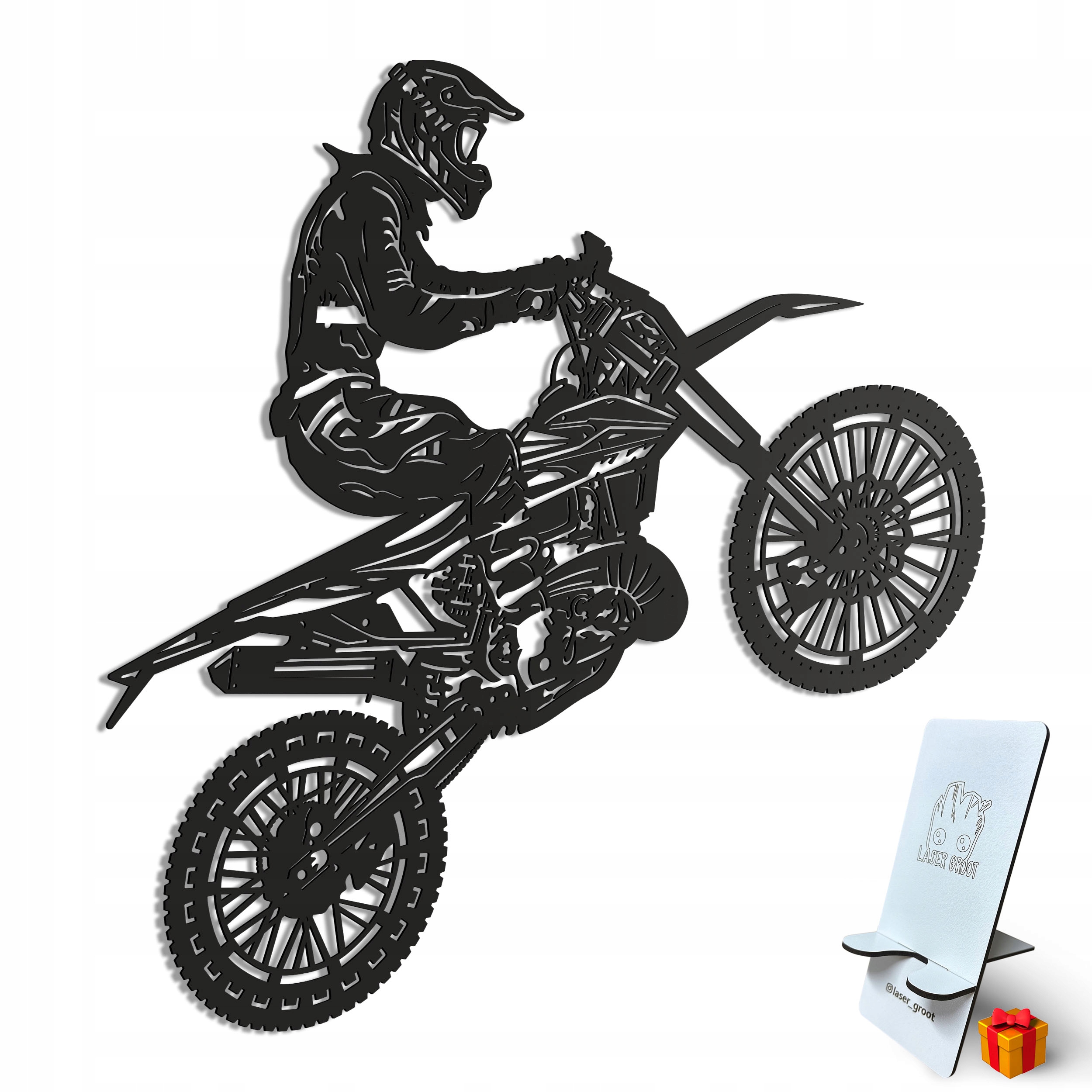 Dřevěný 3D obraz Motocross Nástěnná Dekorace Dárek XL