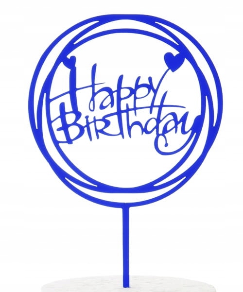 

Topper Happy Birthday niebieski koło