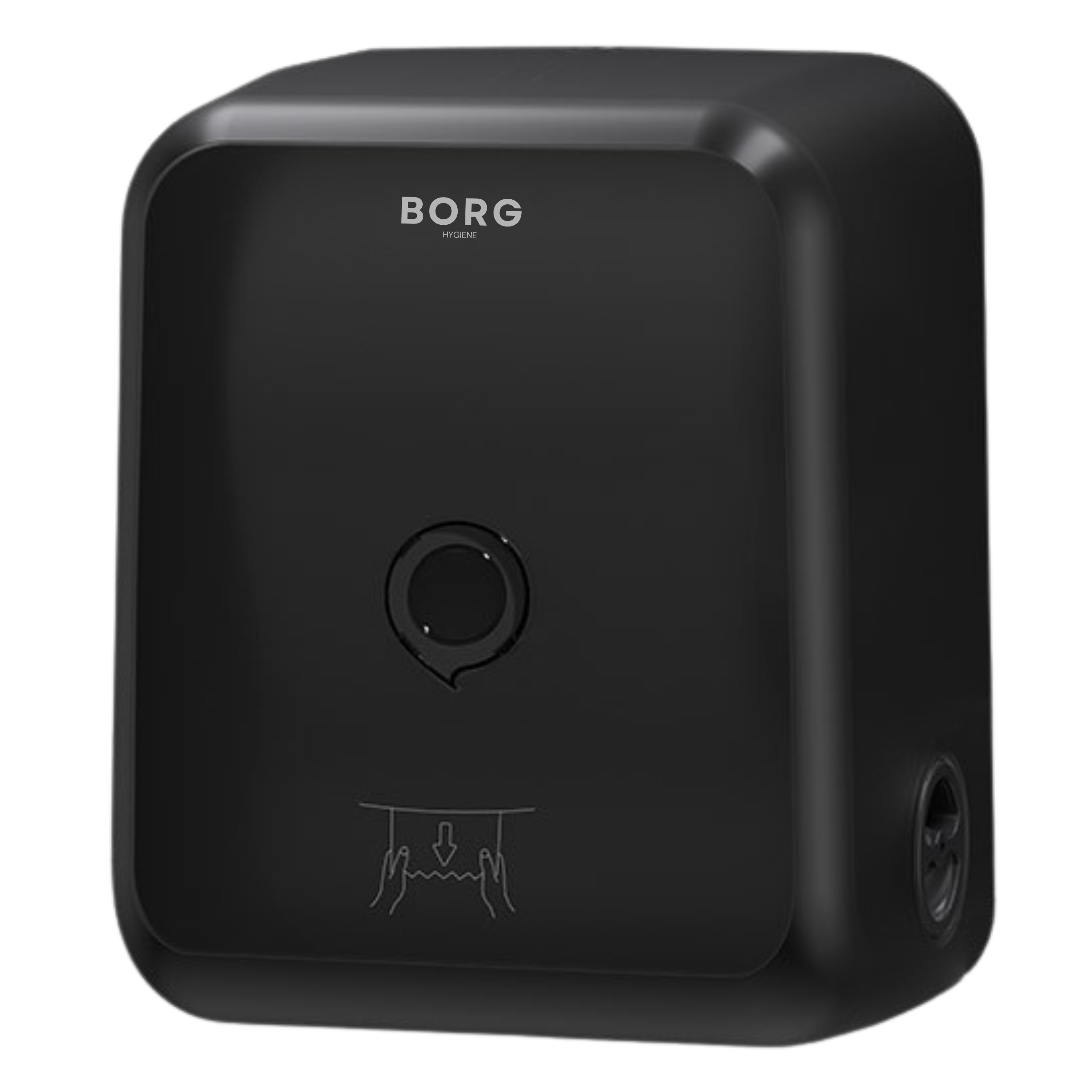 Mechanický pevný dávkovač na uteráky v úlohe Autocut Borg Riva, čierny