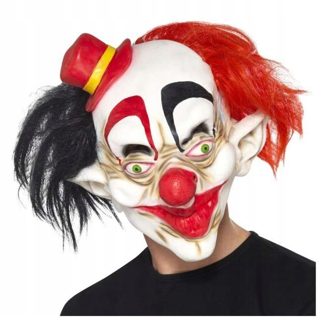 MASKA szalony KLAUN kapelusz PSYCHOPATA halloween