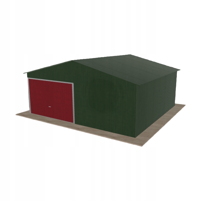 Plechová garáž 6x5.5 m jednopolohová, dvouspádová, zelená