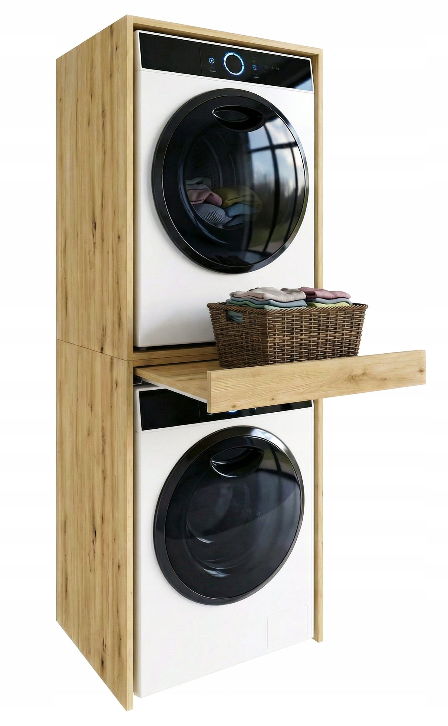 Skříňka na pračku a sušičku Sloupek Výsuvná police Dub Artisan 184x66x64