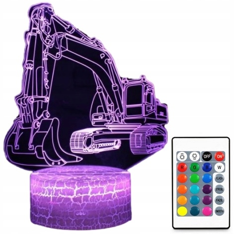

Lampa 3D Led Koparka Nocna Bob Budowniczy Pilot