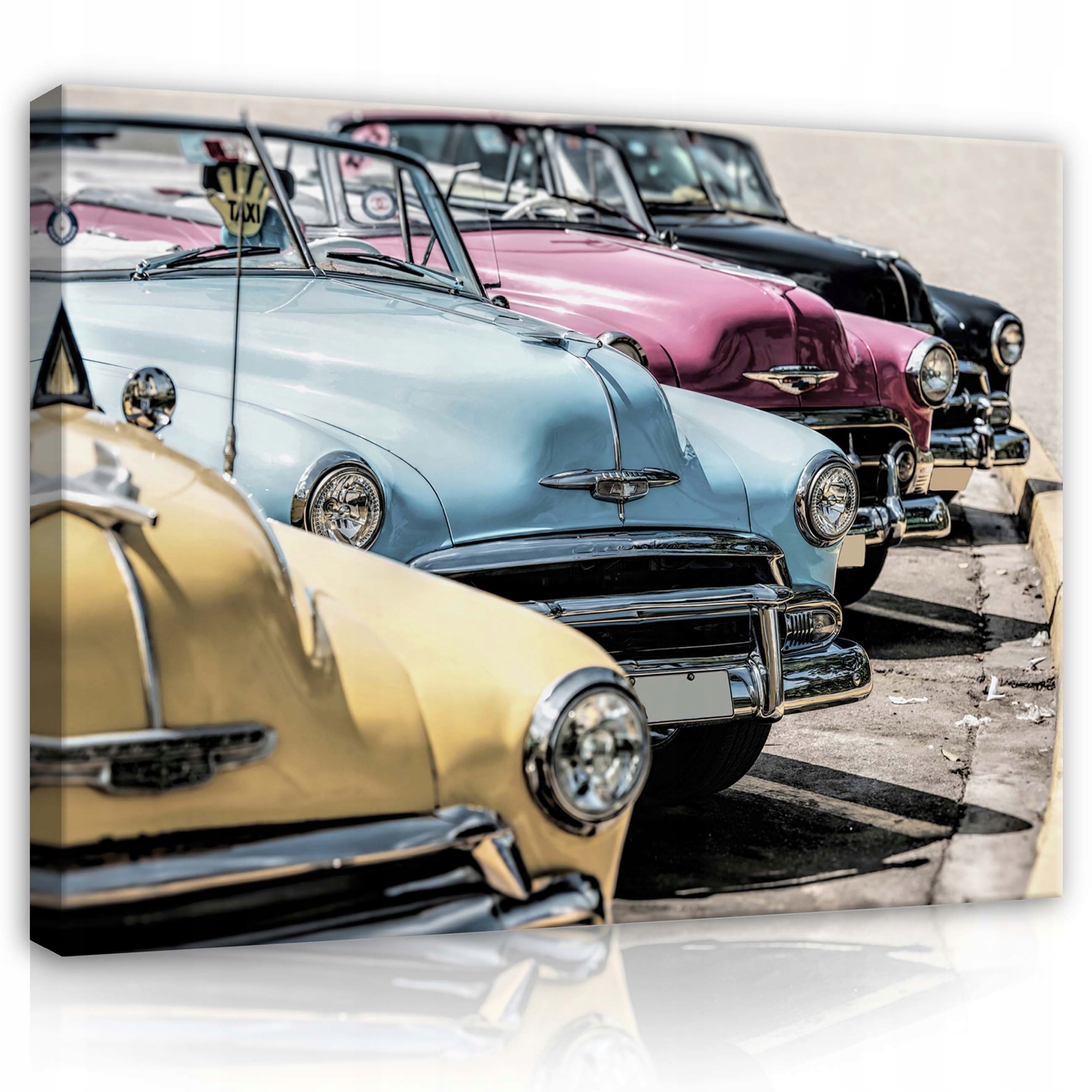Obraz 80x60 Klasické retro vintage americké auta Kuba Havana chrom