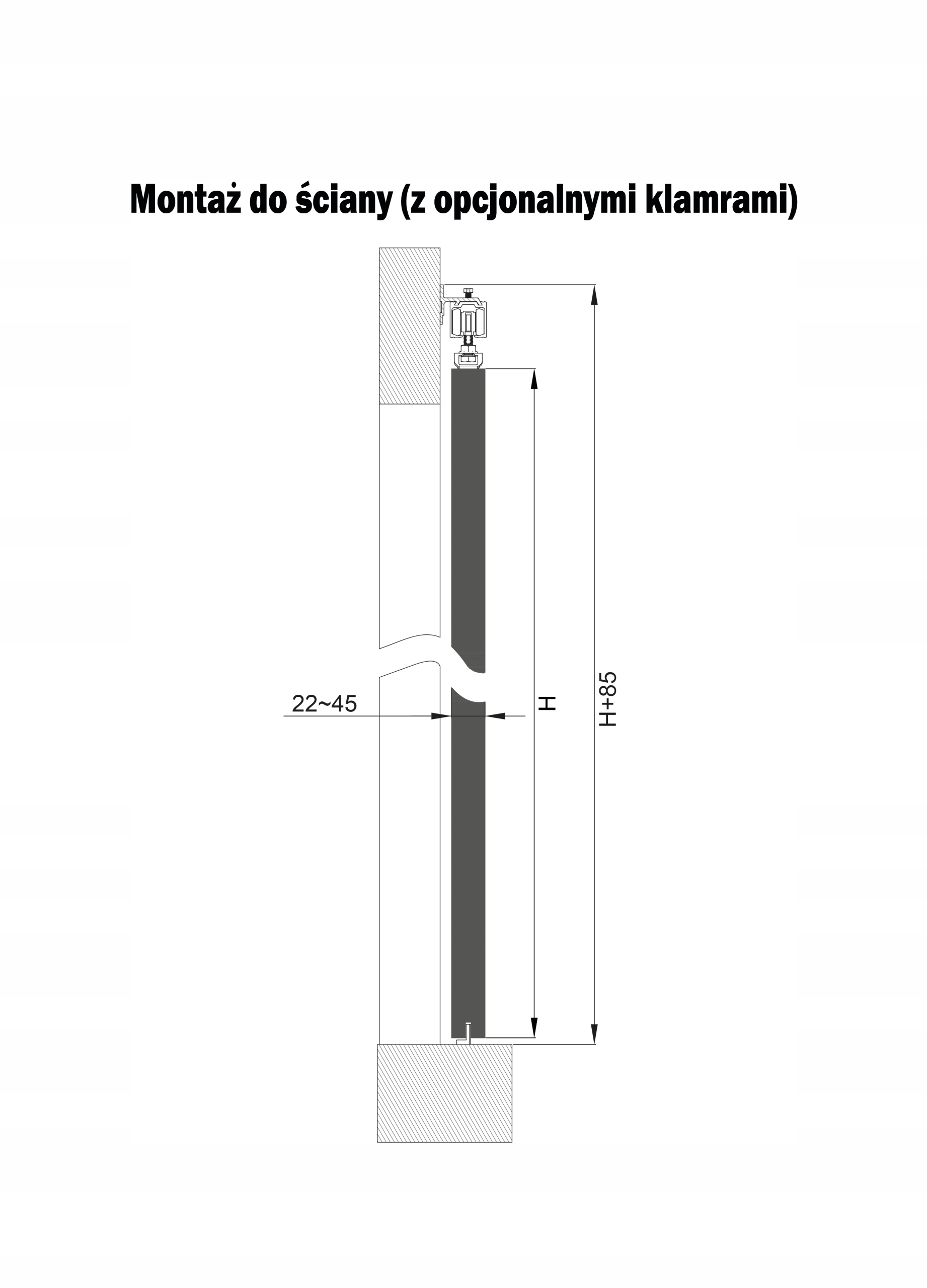 System do drzwi przesuwnych HERKULES 120 kg 200 cm Maksymalna szerokość drzwi 100 cm