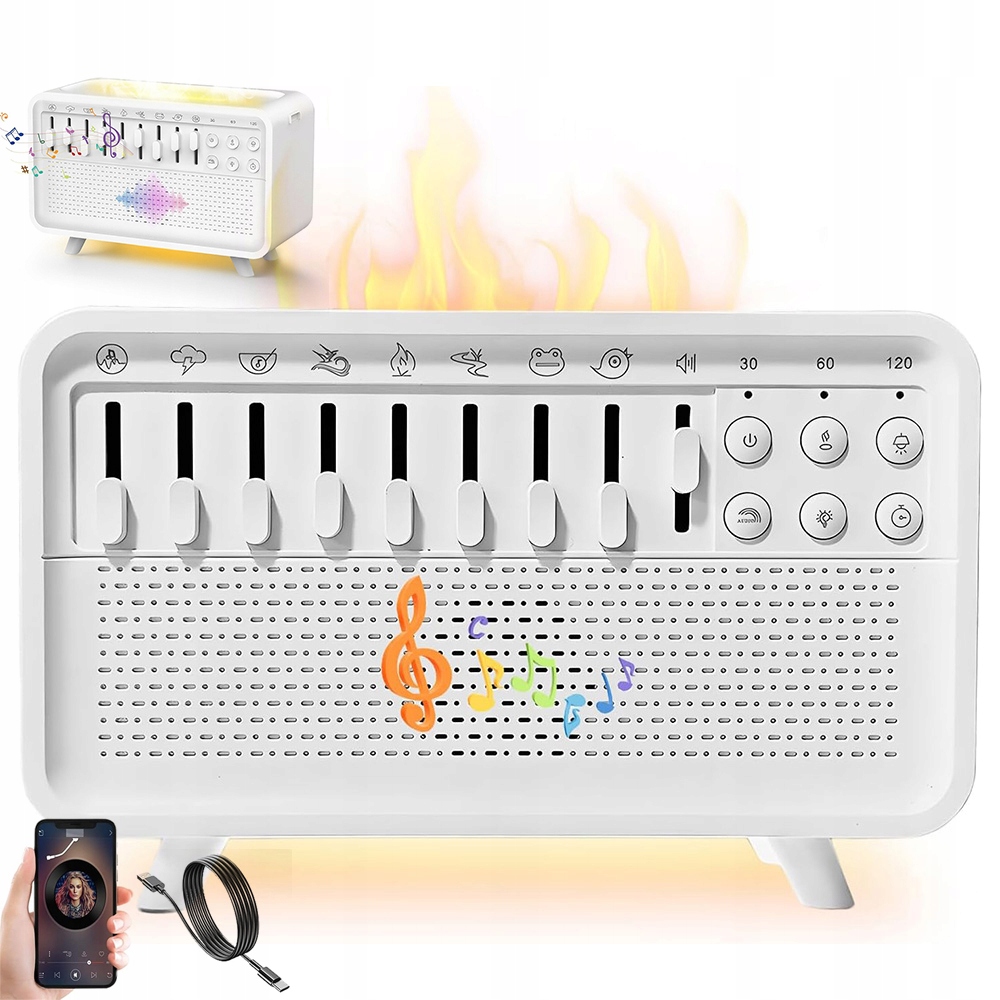 Difuzér aromaterapie krb 3D efekt ohně Led Bluetooth Hudba Krb