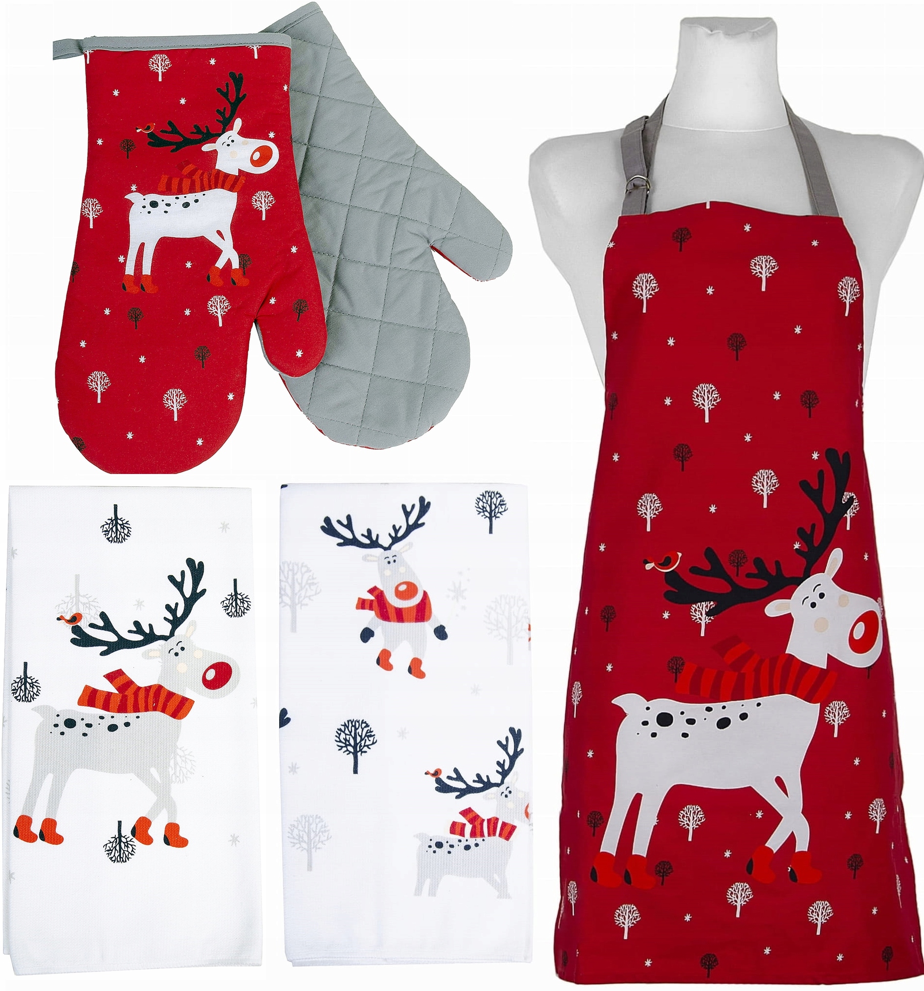

Komplet Kuchenny Renifer Fartuch Ręczniki Rękawice