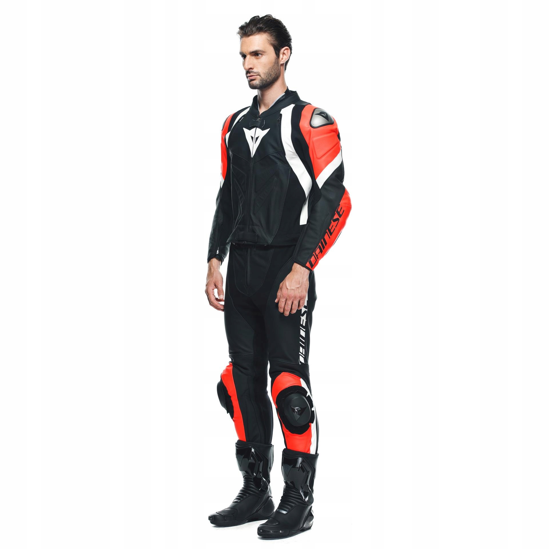 Motocyklový športový overal Dainese Avro 4 2PCS Čierno/červený-Fluo 58