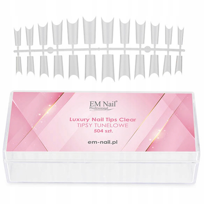 Em Nail Luxury Tunelové tipy Jednoduché Clear 504 ks
