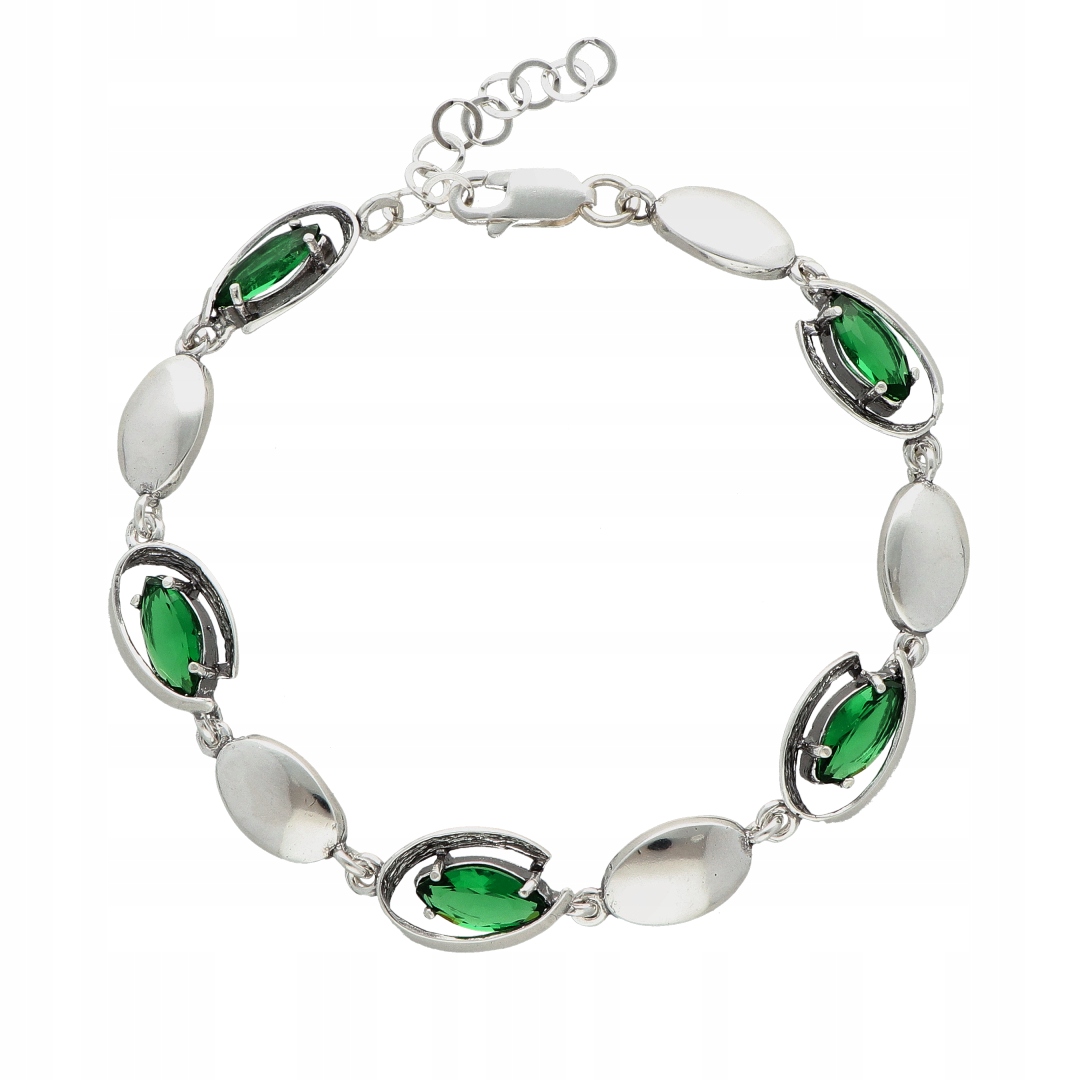 Náramek se smaragdovou zirkonií stříbro