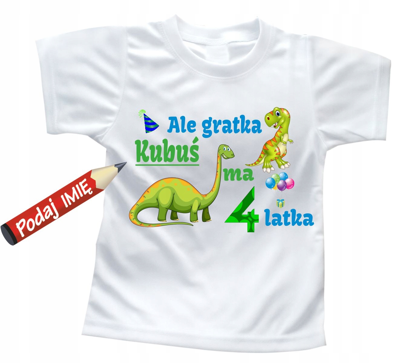 

T-shirt 4 urodziny Dinozaur imię rozm. 112-116 cm