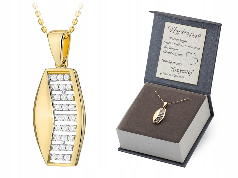 Zlatý Náhrdelník 40cm pr 585 Klasický přívěsek Falka Zirkony 14k