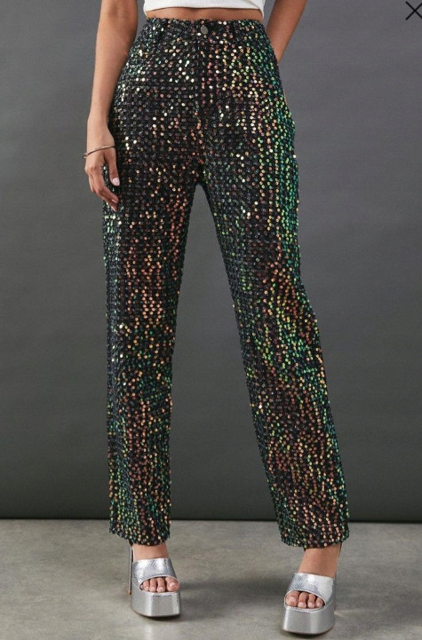 Černé Kalhoty S Flitry Warehouse XXL