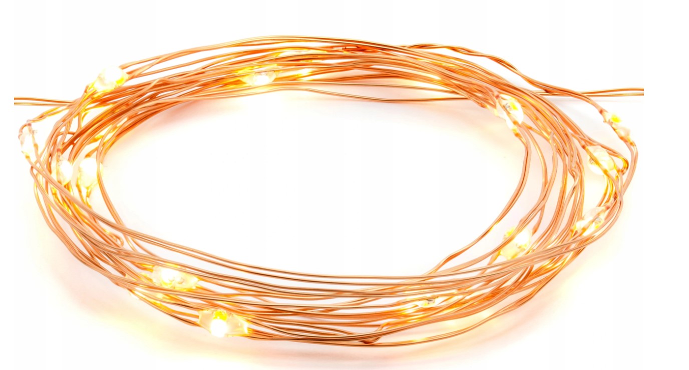 

Lampki Druciki 20 Led Baterie Ciepły Biały Światło