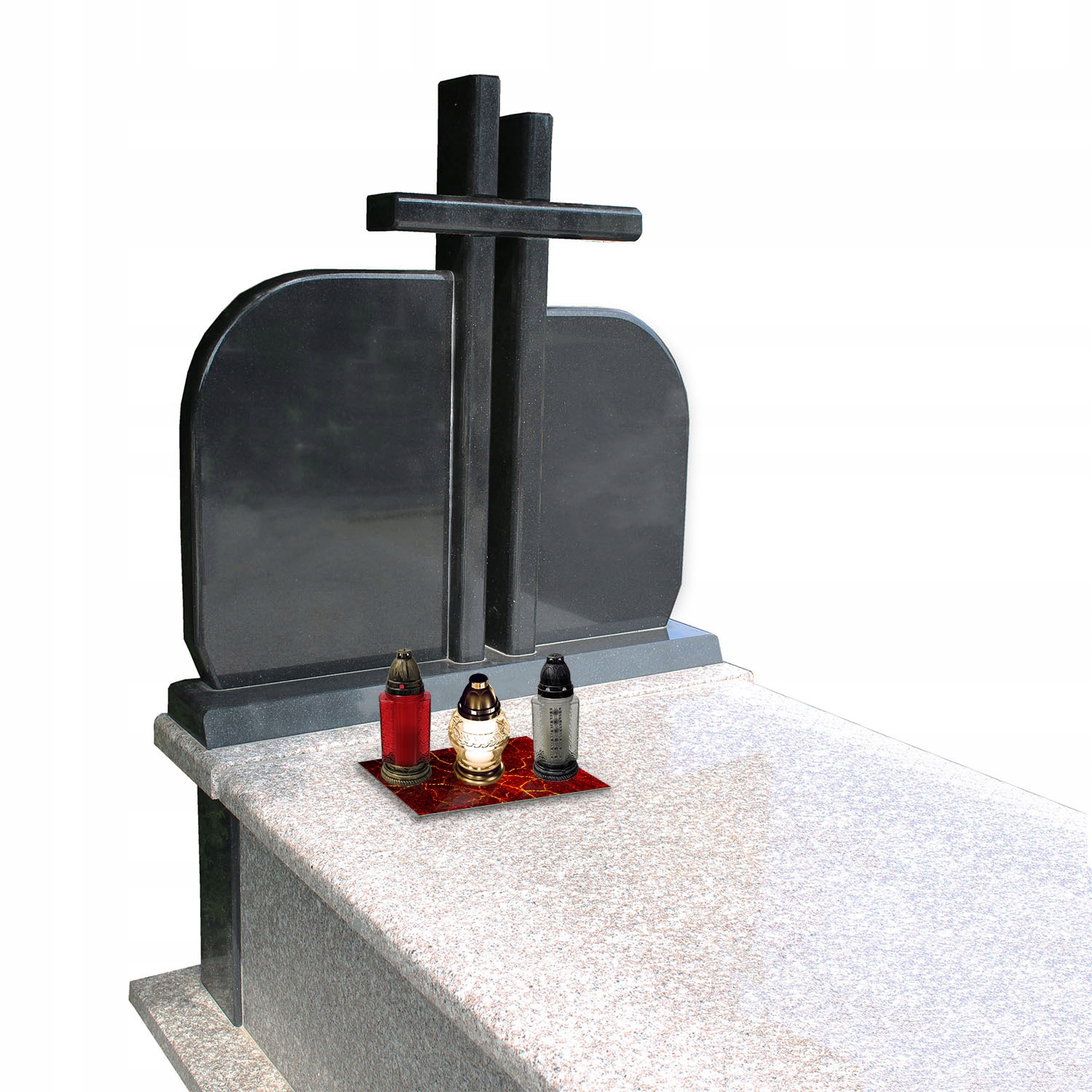 Podstawka pod ZNICZE Szkło Hartowane ze wzorem Czerwony MARMUR 30x22cm Długość 22 cm