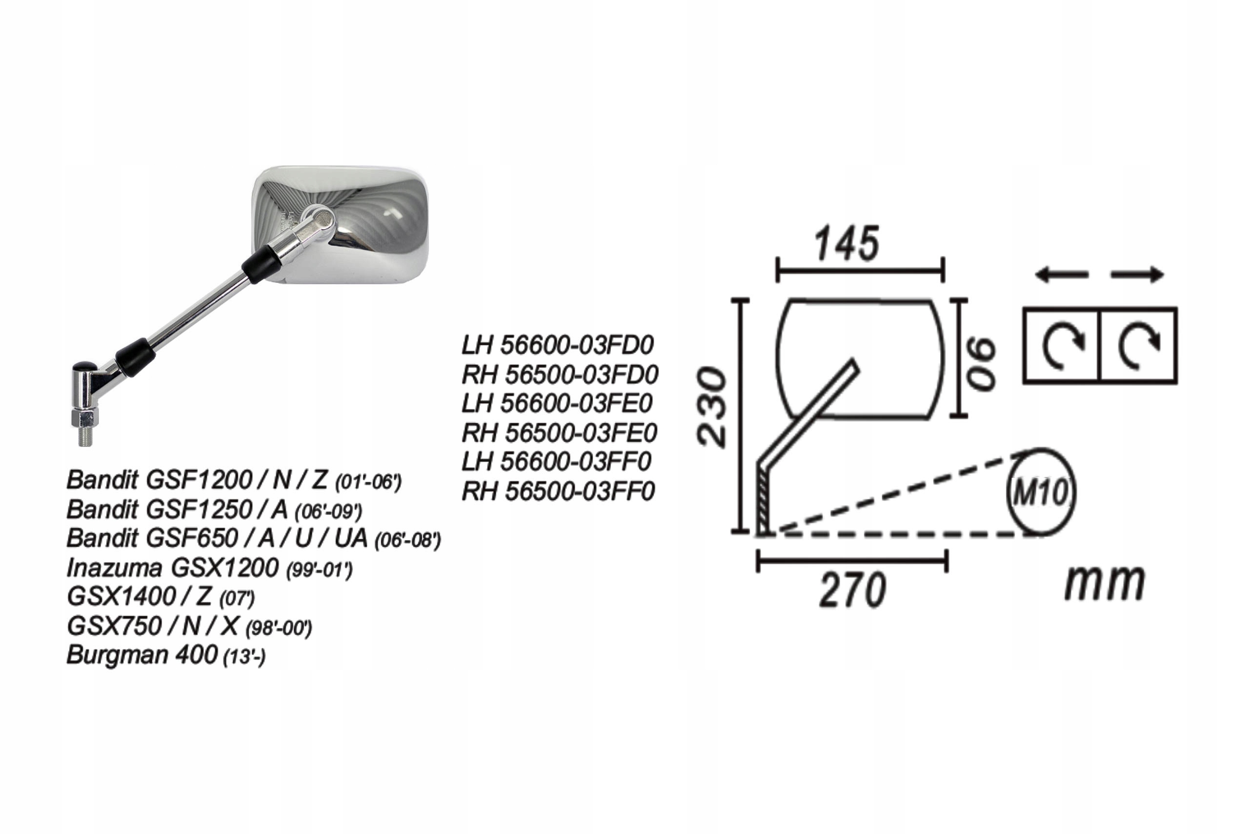 Lusterko lewe Power Force Suzuki Bandit Inazuma Producent Power Force