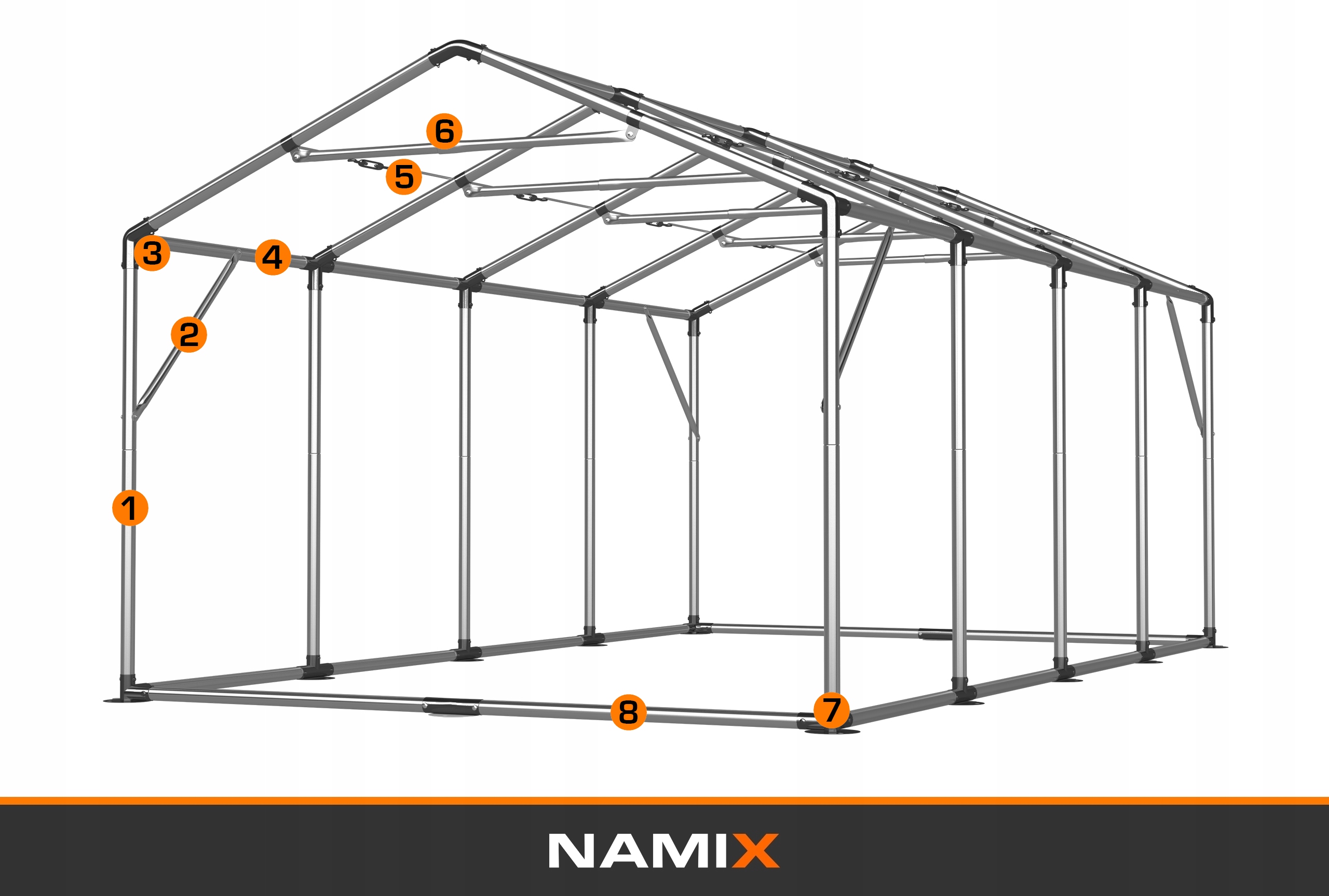 Namiot PRESTIGE 4x8 [2,6m] magazynowy MOCNY Producent NAMIX