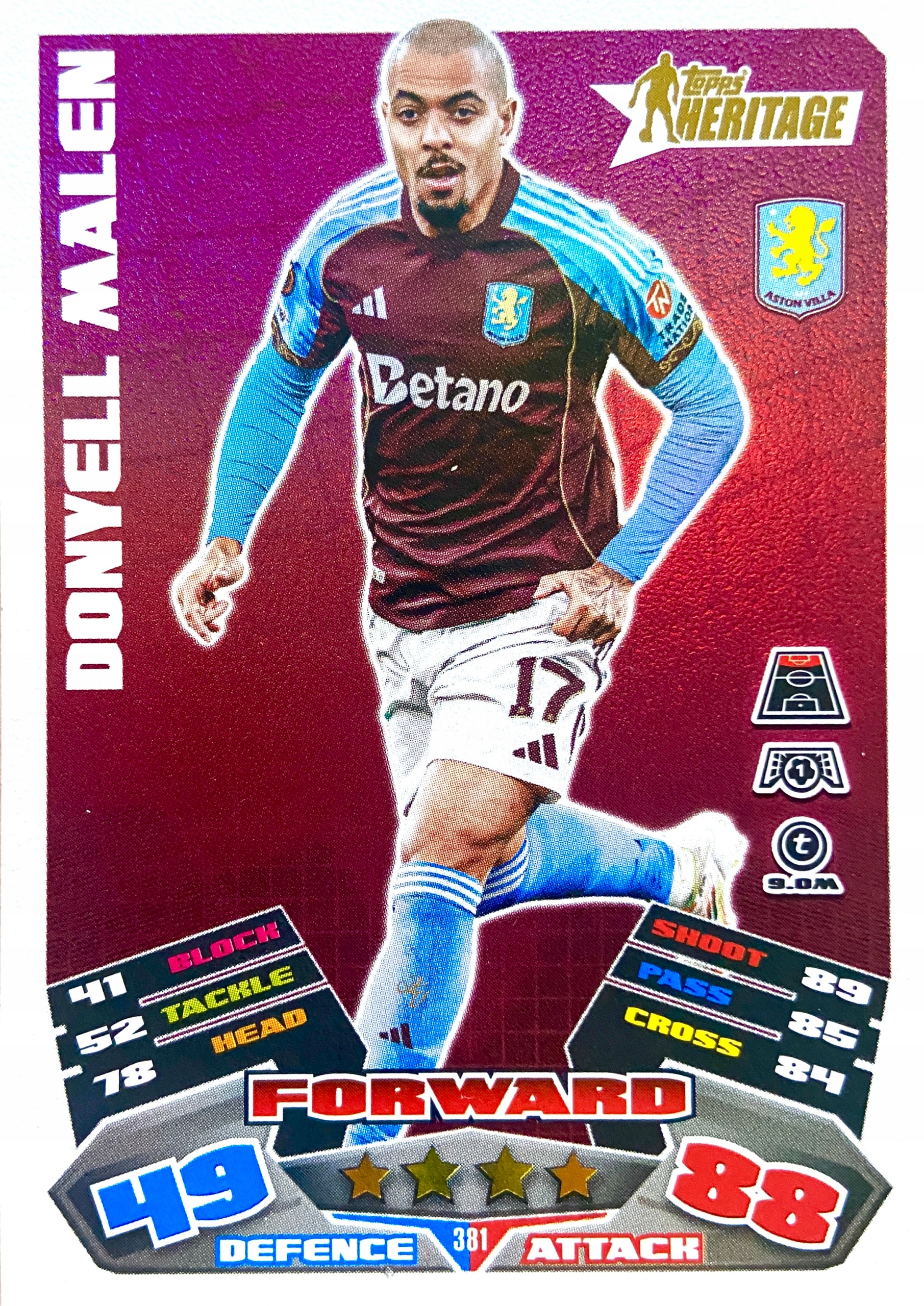 Match Attax Ucl 2025/26 2026 Heritage 381 Donyell Malen Aston Villa