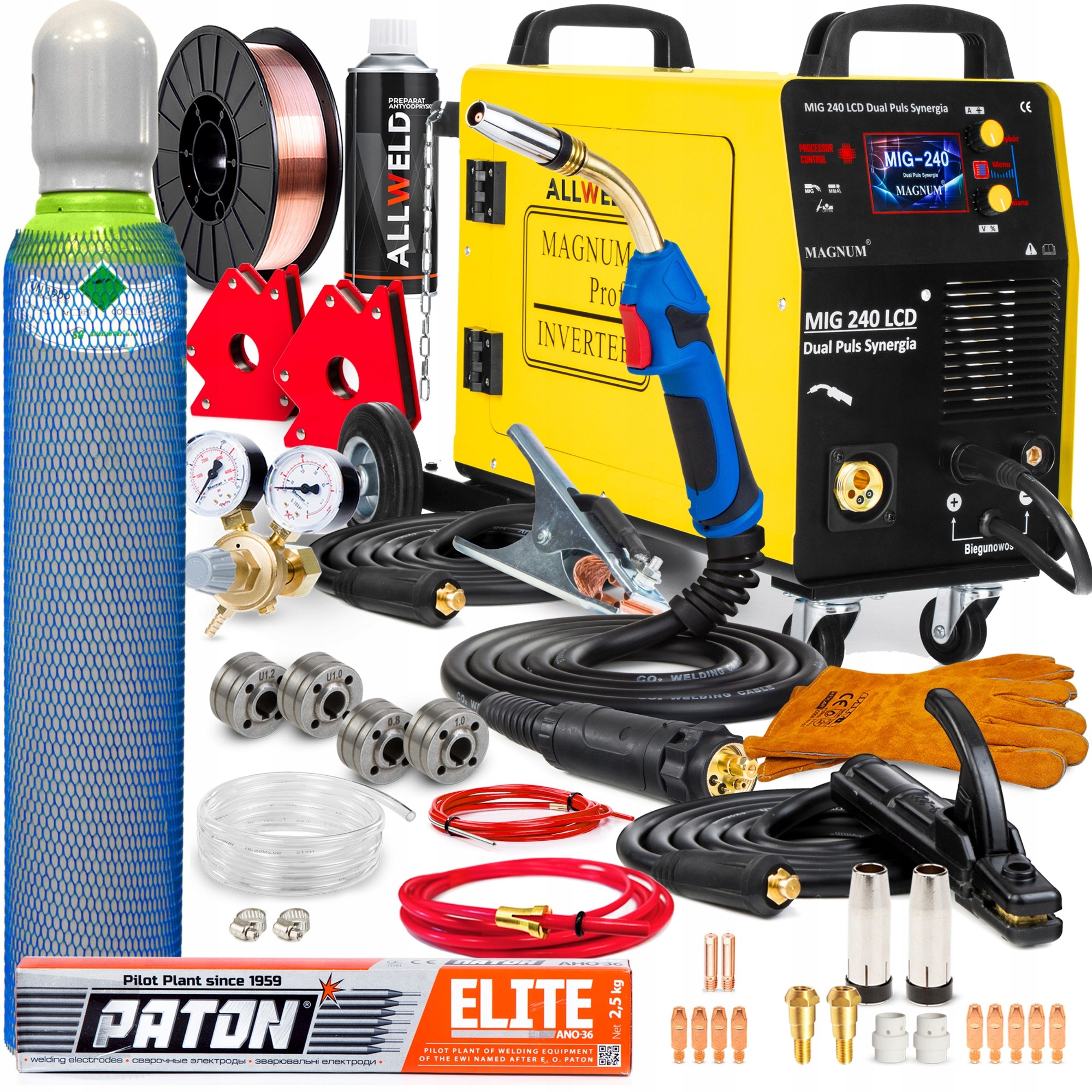 Poloautomatický Svařovací Stroj Magnum Mig 240 LCD Dual Puls Synergie 3V1