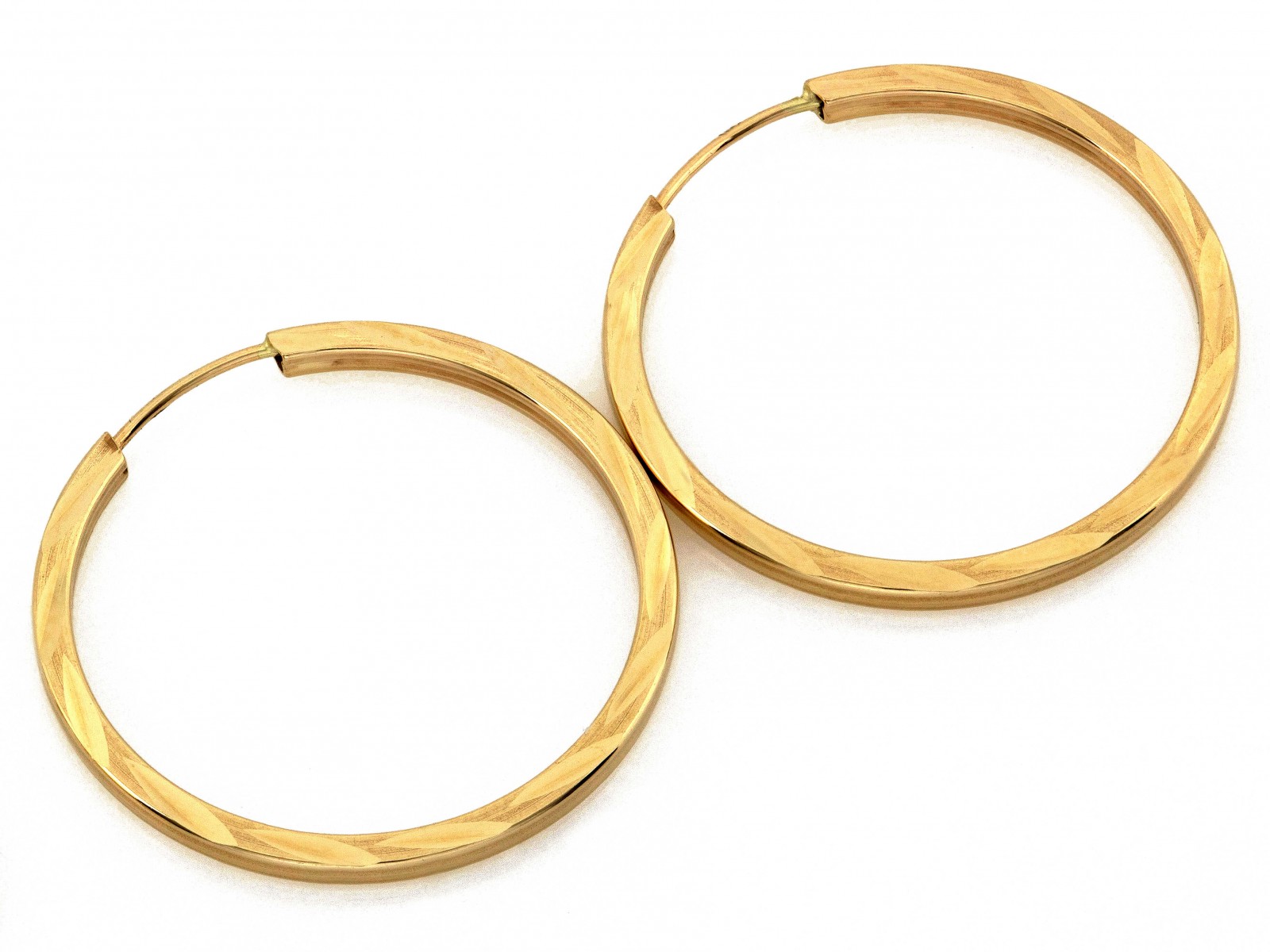 Zlaté náušnice 585 14kt elegantní lesklé kruhy 25 mm 1.47 g pro každodenní použití