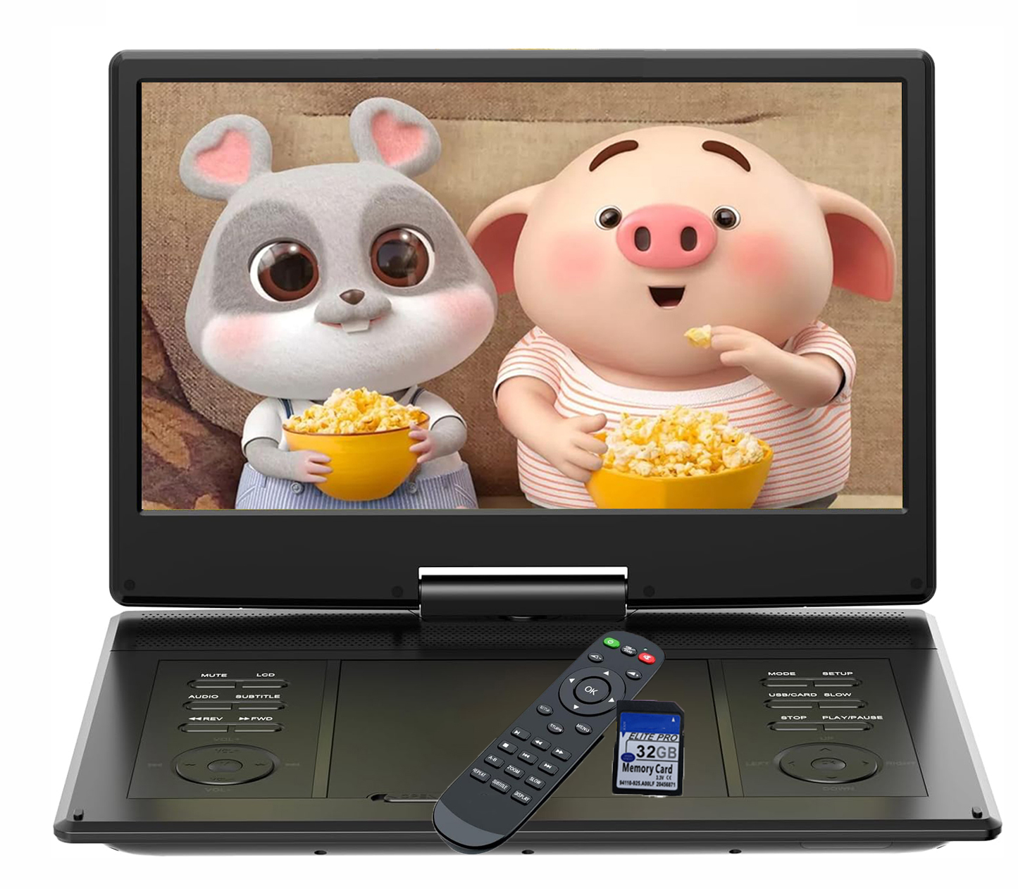 15.7" přenosný DVD přehrávač s otočnou obrazovkou 14 palců pro děti s 32G