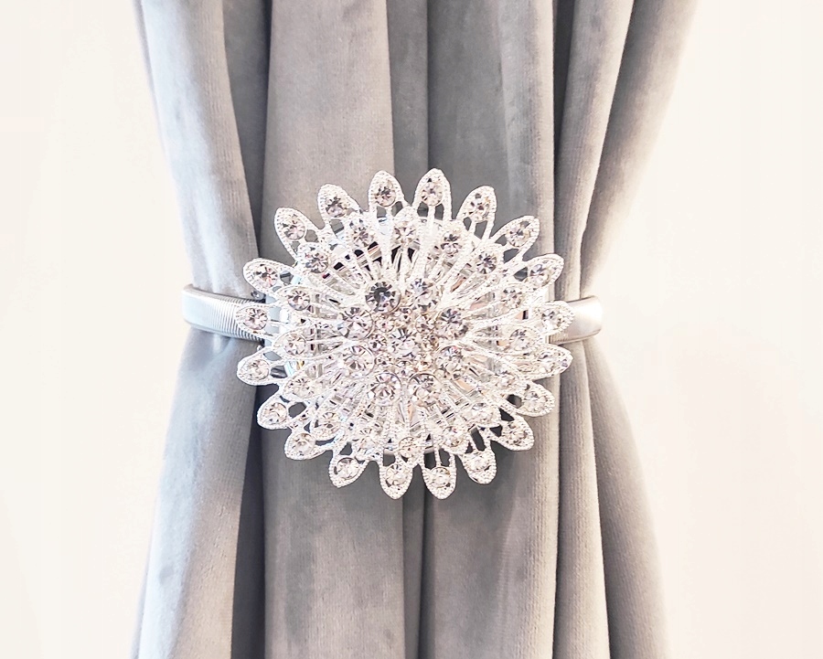 

Srebrna Klamra Spinka Firan Zasłon Magnes Paproć