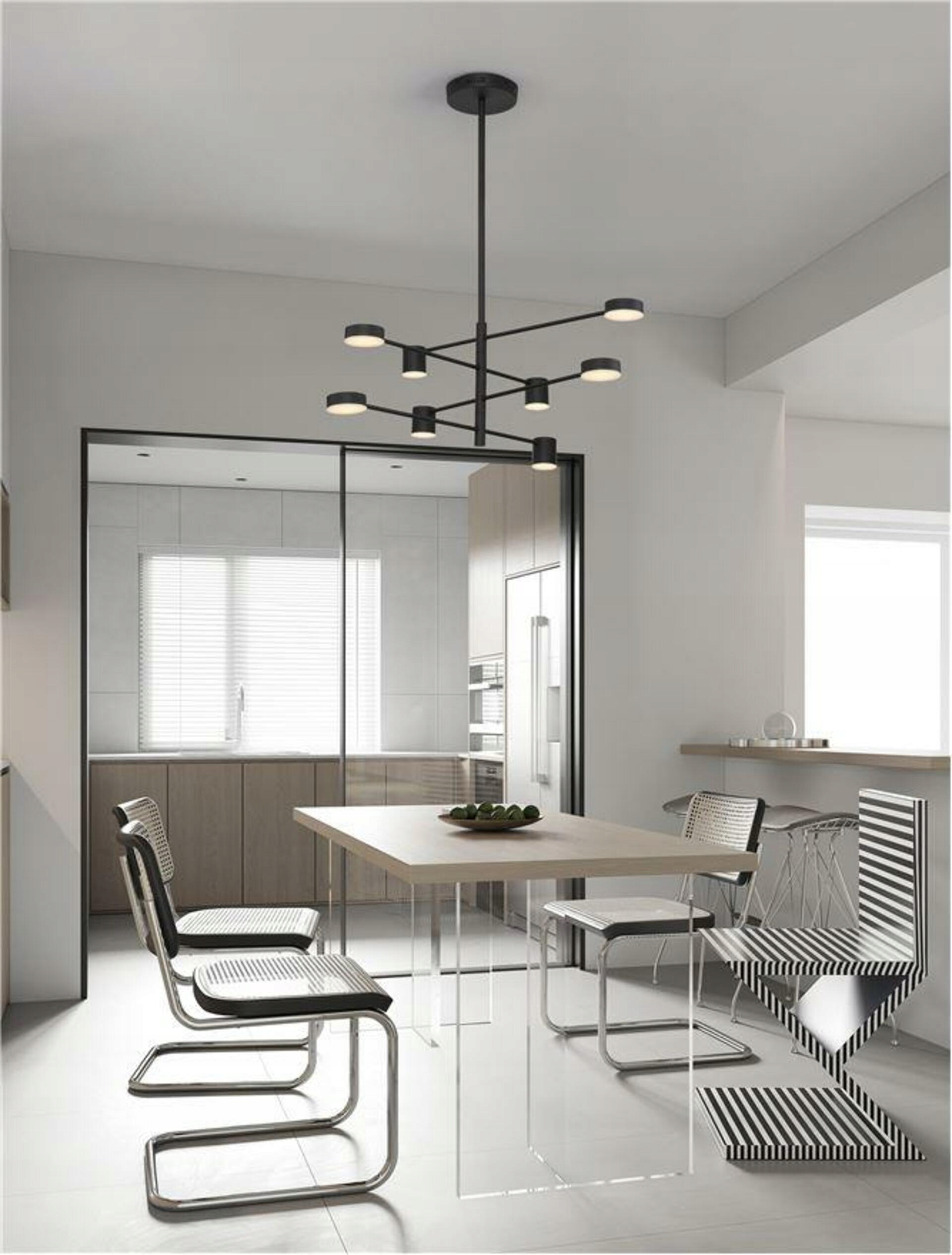 Nova Luce závěsné svítidlo Nordik černé železo a akryl Led 48W 3000K L103 H