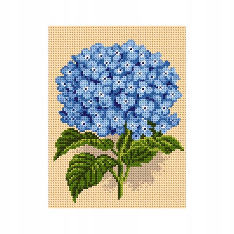 Vyšívací sada křížková, kaňka mulina +jehly hortenzie (5039) 18x24cm