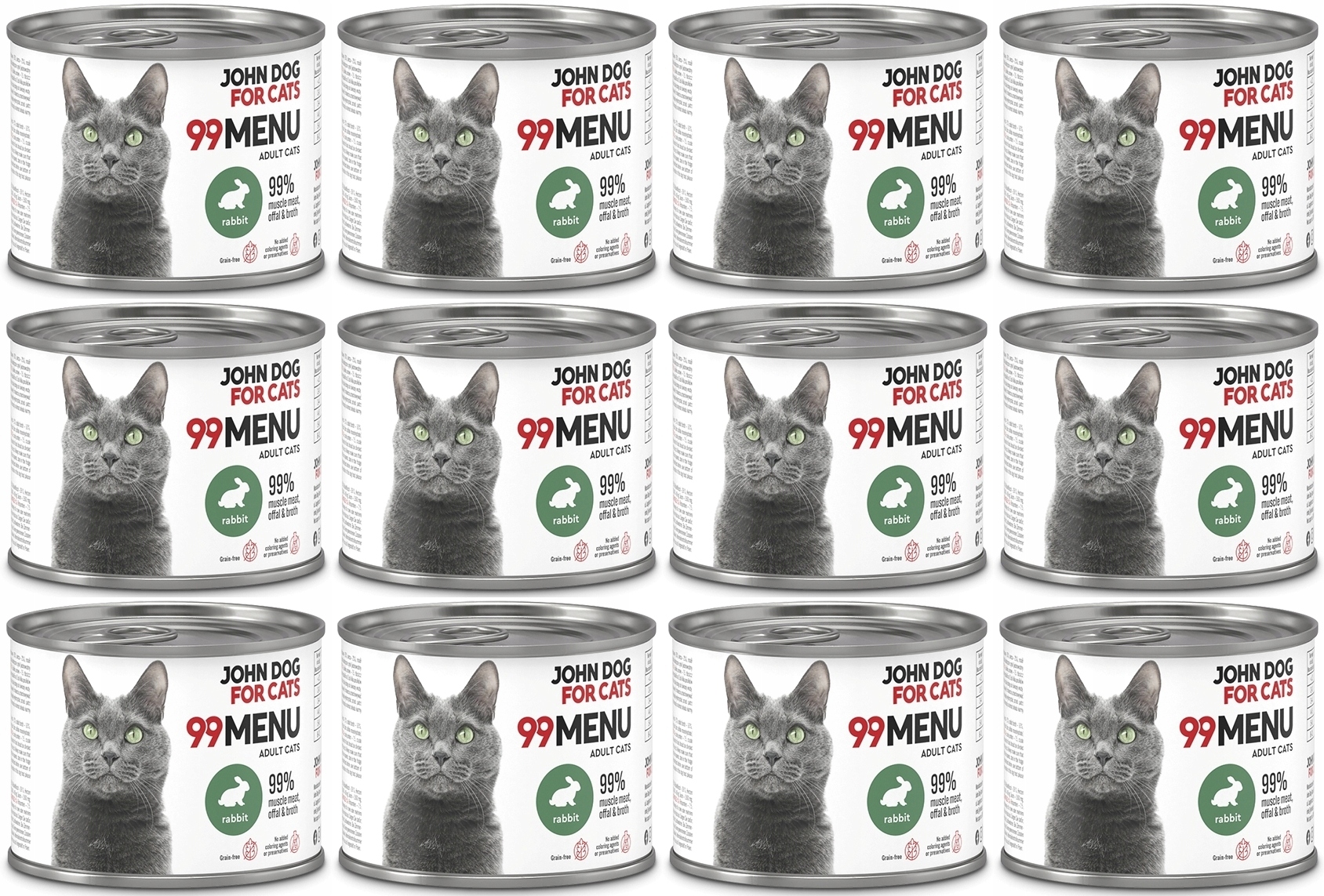 Levně John Dog For Cats 99 Menu Králík 12 x 200 g