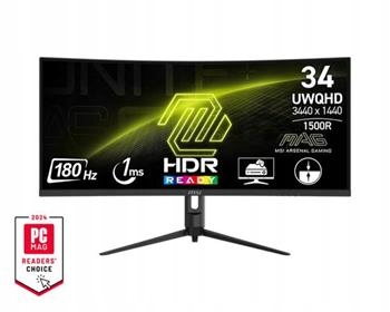 Msi Gaming Mag 342CQR E2, 34" Va zakřivený /3440x1440 (UWQHD)/180Hz/1ms/DP/