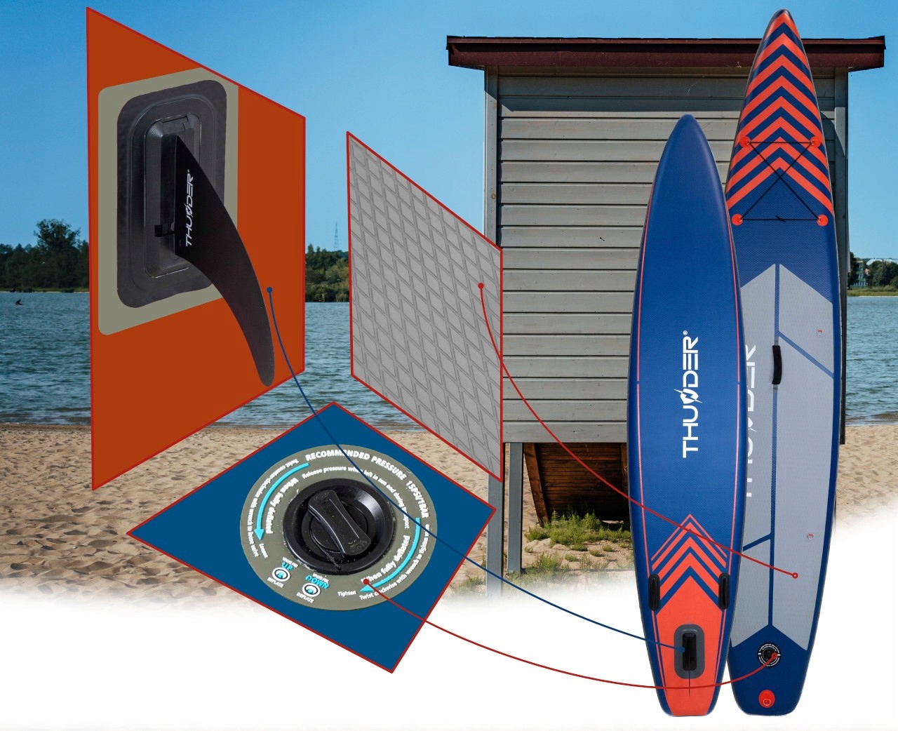 Deska SUP 365CM do pompowania paddle board siedzisko + akcesoria Thunder Rodzaj deski SUP