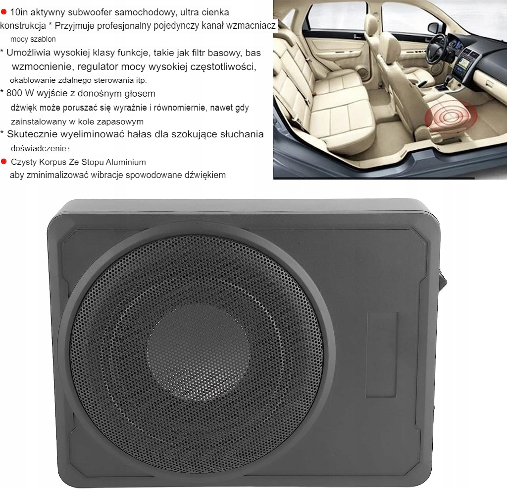 Subwoofer Samochodowy, Smukły Głośnik z Obudową Kod producenta 879828