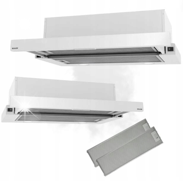 Okap kuchenny teleskopowy Maan Corona 2 G 60 cm Biały Podszafkowy