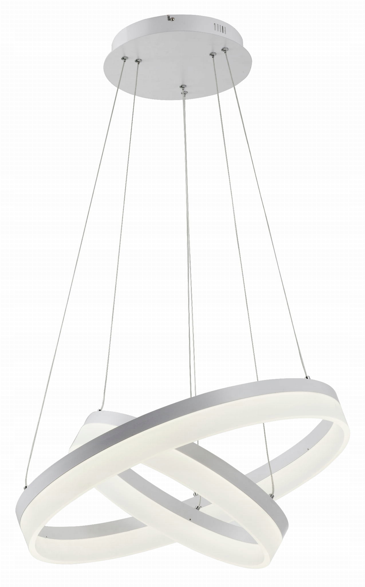 Moderní bílá závěsná Led lampa s dvojitými kulatými kroužky do obývacího pokoje Reality