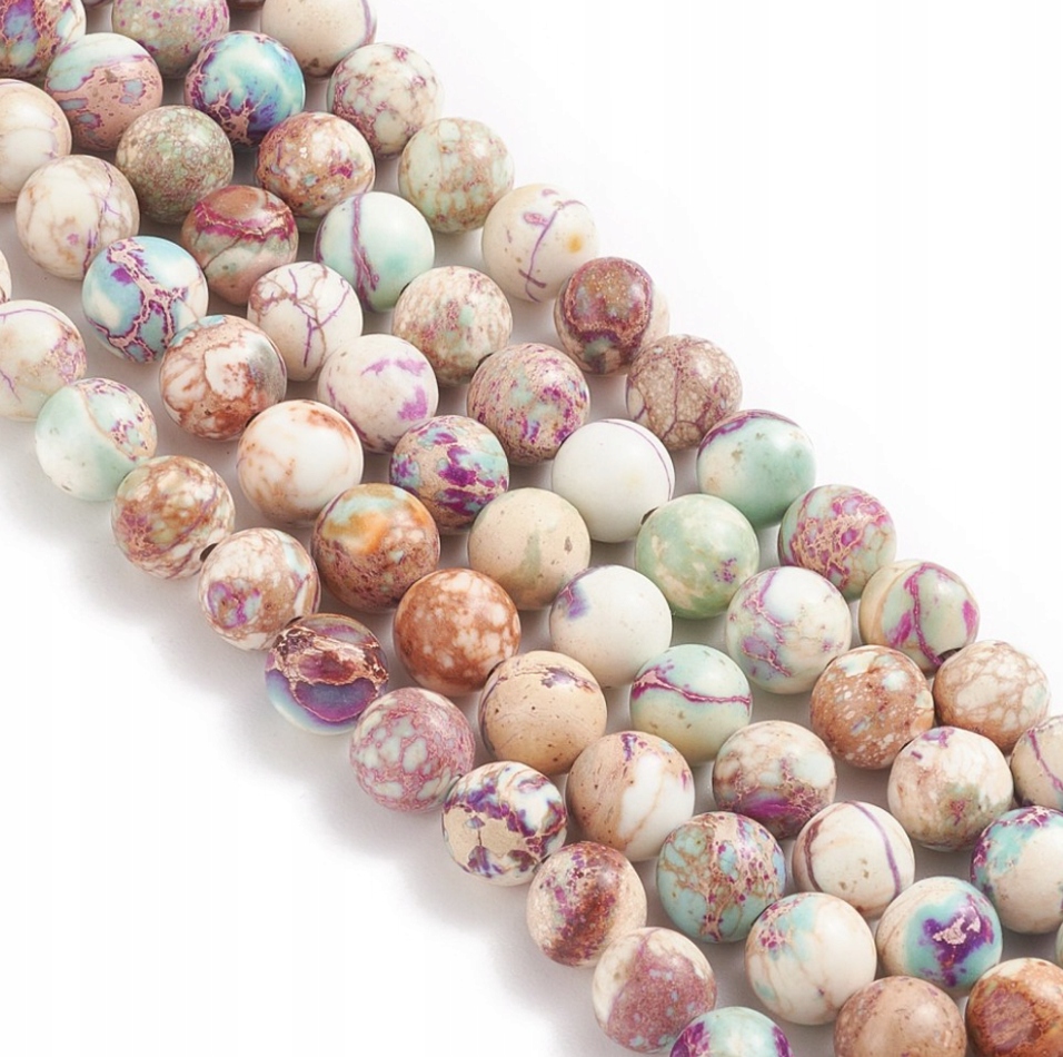 Korálky Přírodní Jaspis Císařský MIX barev Koule 8mm Šňůra cca 48ks