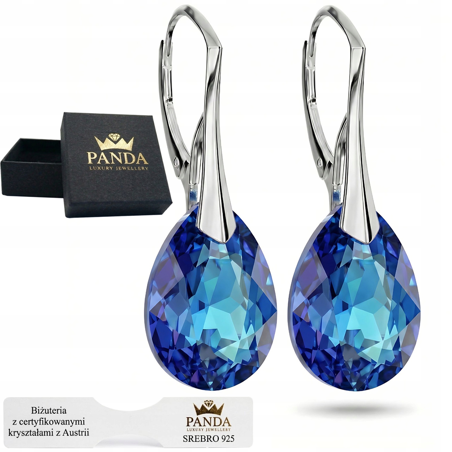 Stříbrné Náušnice pro ženy Kapky Krystaly Dárek Vánoce 925 Pro manželku