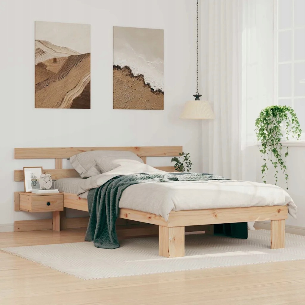 vidaXL Rám postele s čelo Hnědá 90 x 200 cm Masivní borové dřevo