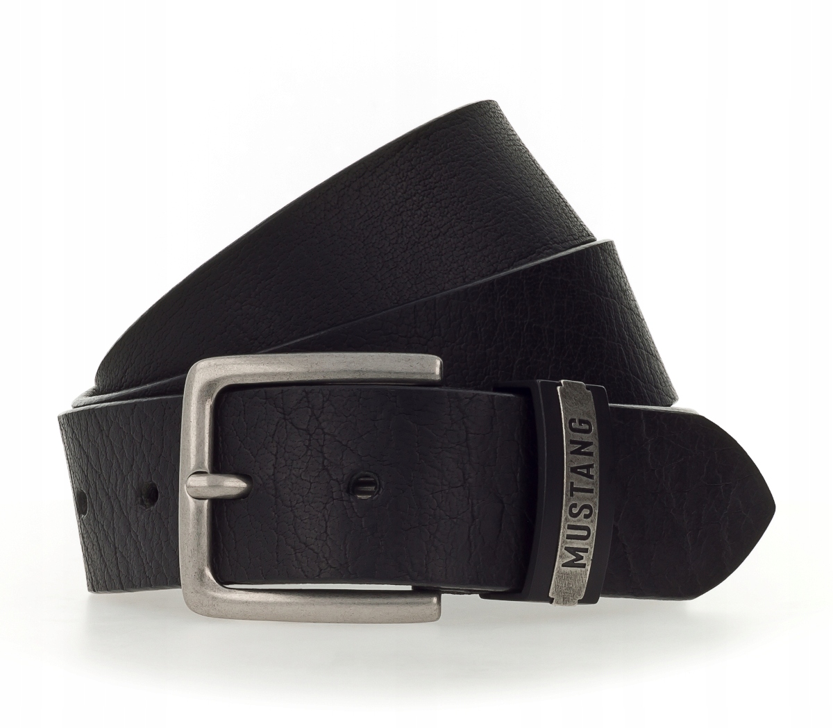 Mustang Černý Pánský Kožený Pásek Ke Kalhotám Přírodní Kůže Široký 100