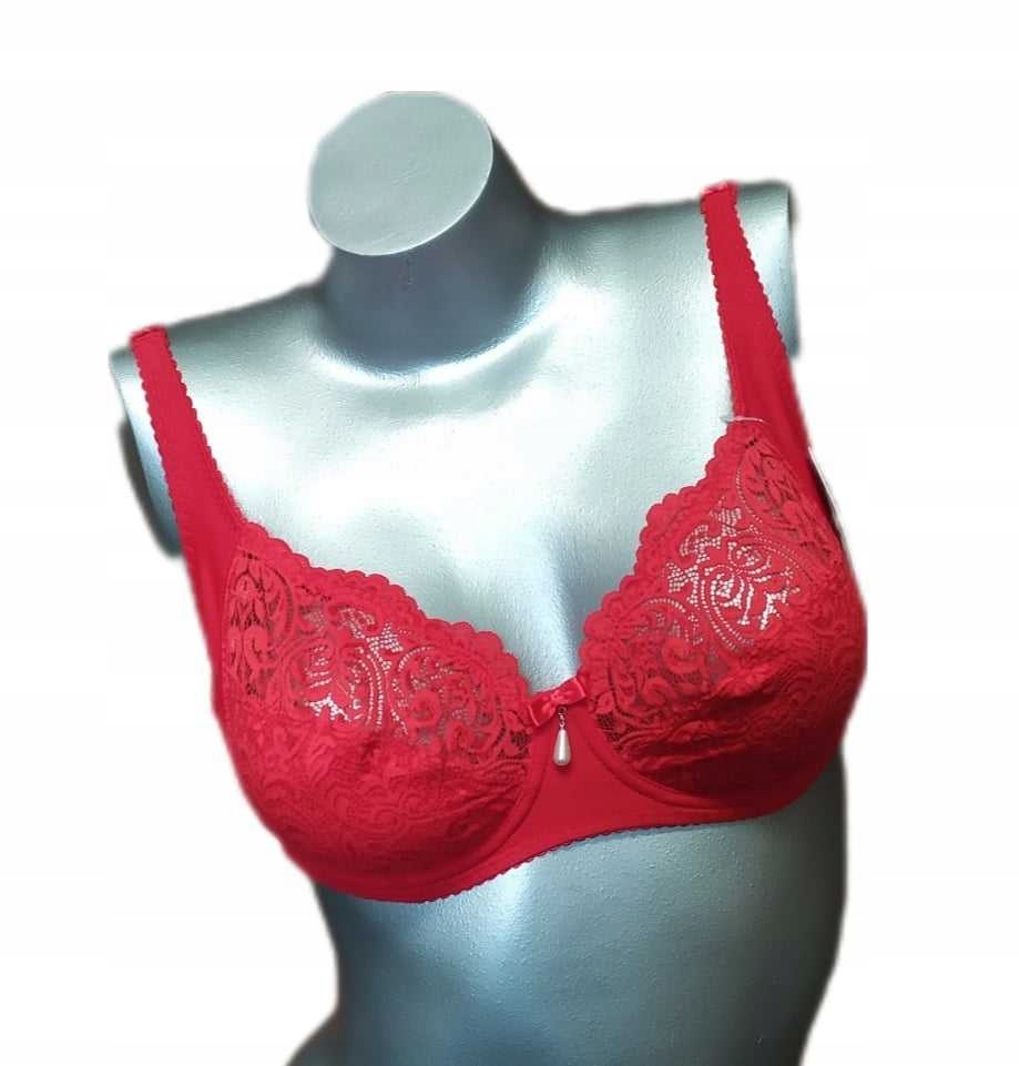 Biustonosz 90E czerwony koronka Anfen miękki