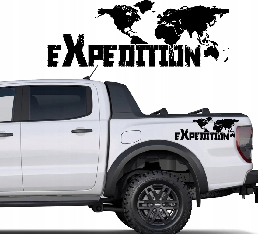 2x Nálepka Grafika na auto Offroad Expedition Mapa sveta World 118x42