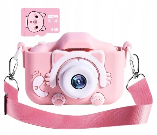 APARAT CYFROWY DLA DZIECI Dziecka Fotograficzny NIEBIESKI KOTEK + KARTA 4GB Stan opakowania oryginalne