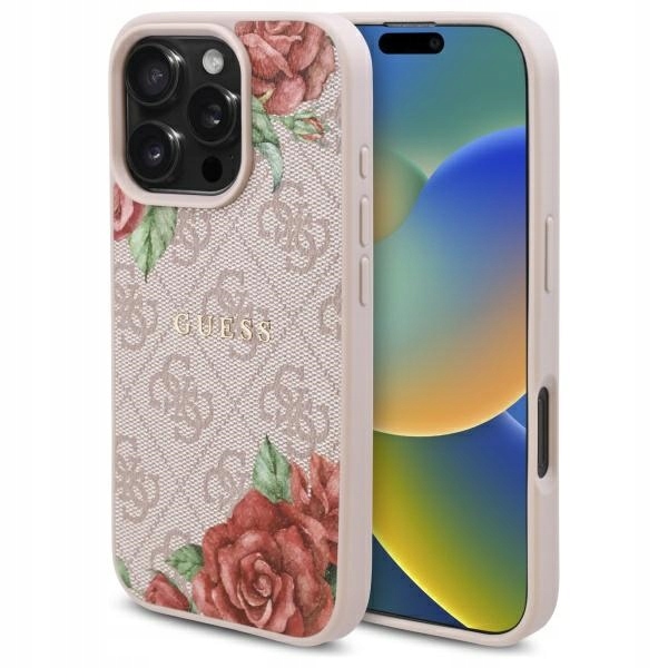 Pouzdro Pro Iphone 16 Pro Guess 4G S Květinovým Potiskem Magsafe