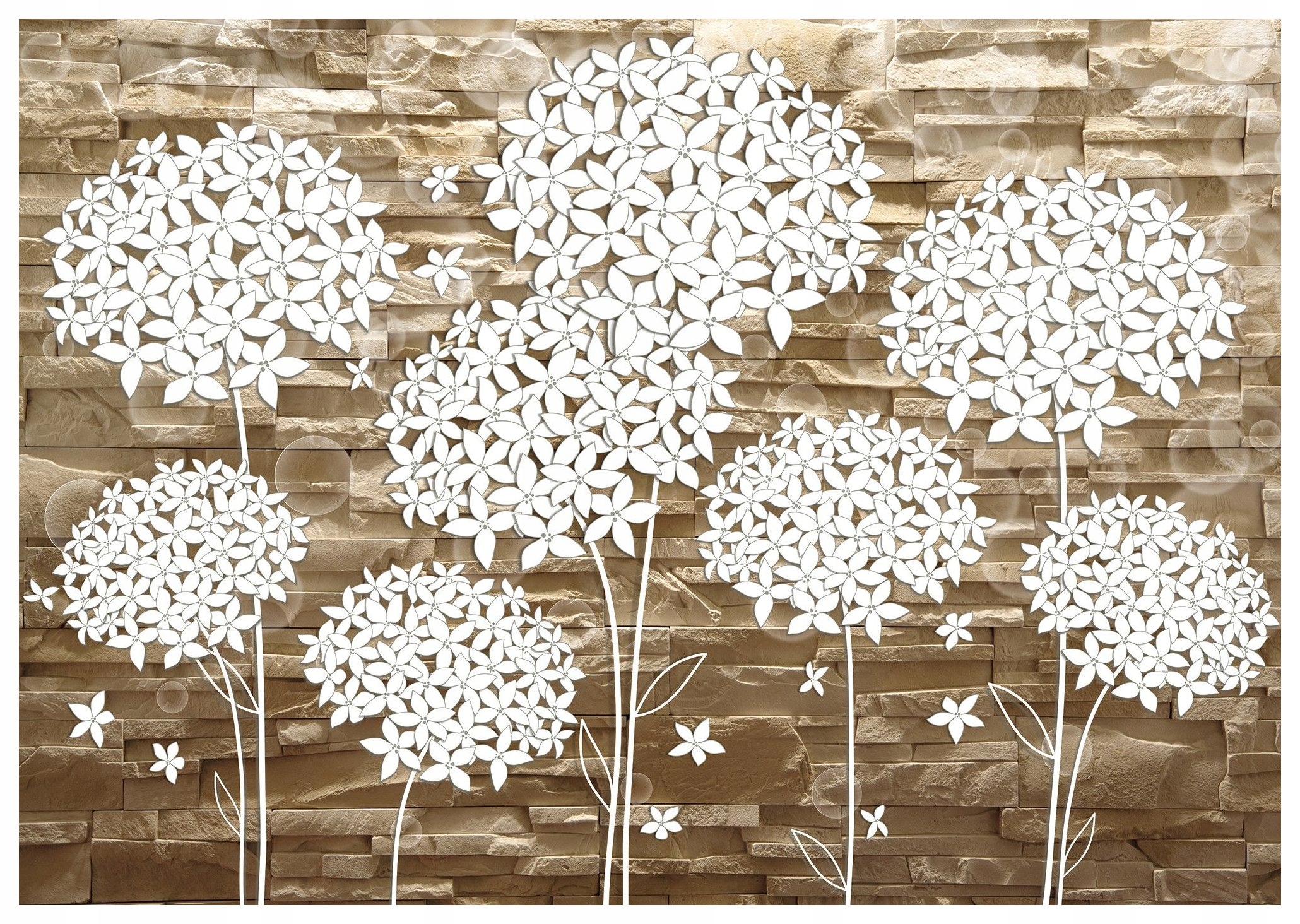 Fototapeta Biele hortenzie kameň elegancia pokoj vinyl 312x219 lepidlo