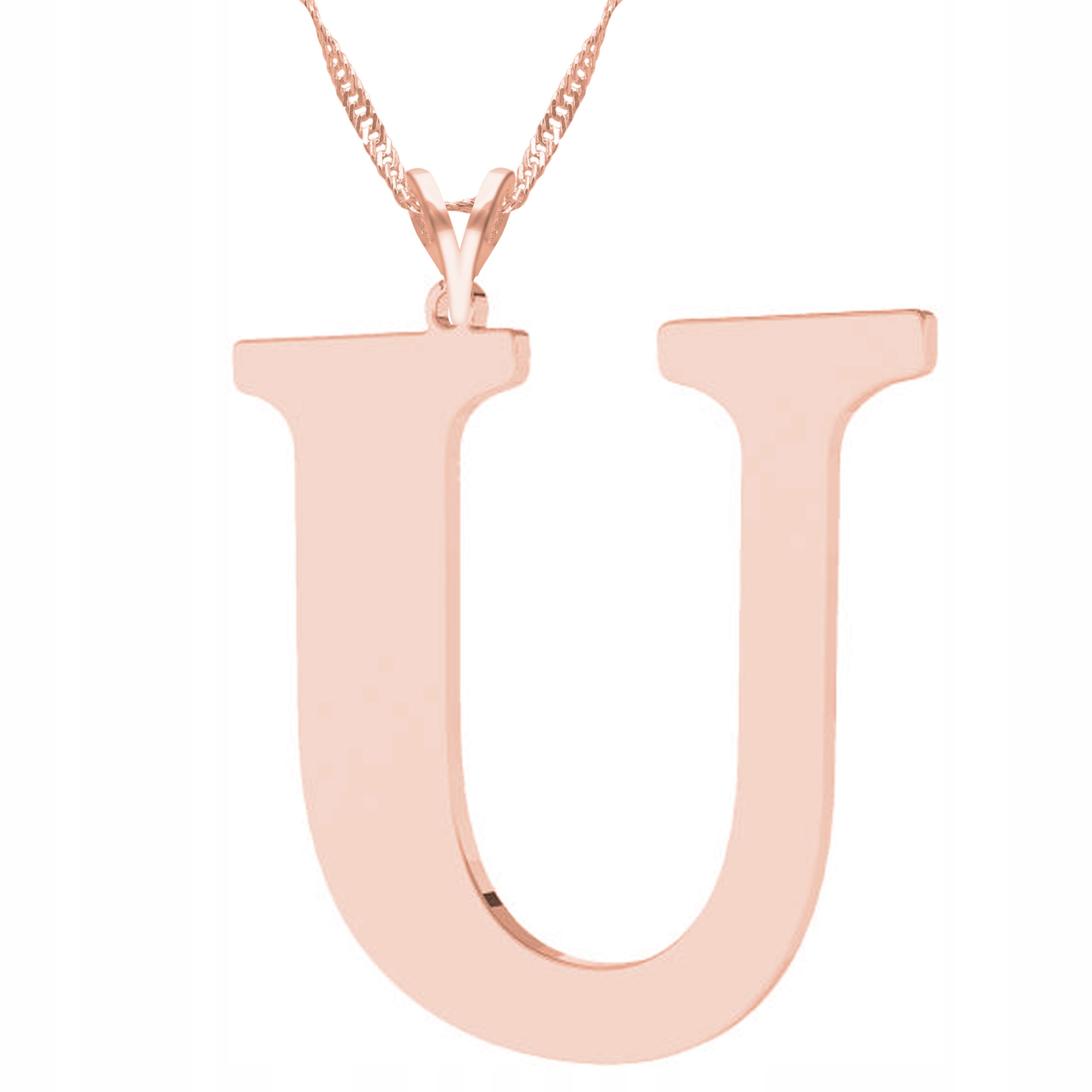 Pozlacený náhrdelník s velkou písmenou U Velké písmeno Iniciál Letter Stříbro 925