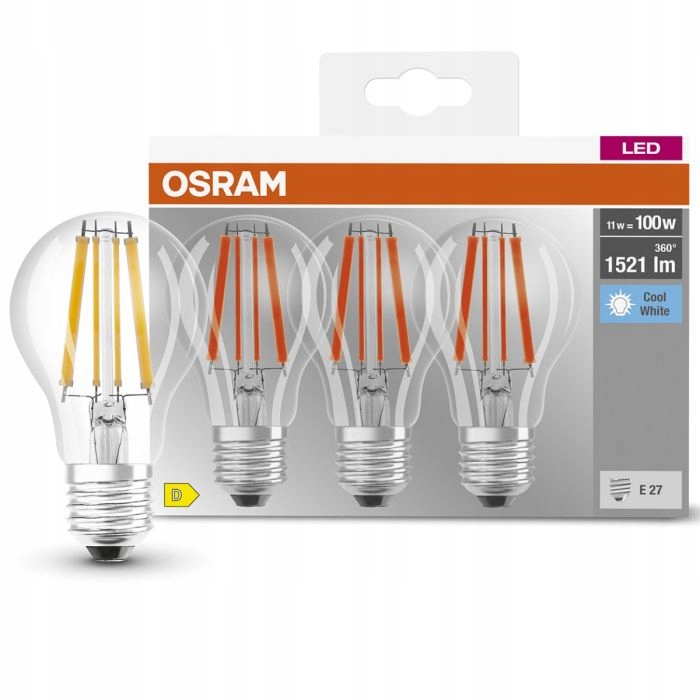 

Osram 3X Żarówka Led E27 11W 100W 4000K Filament