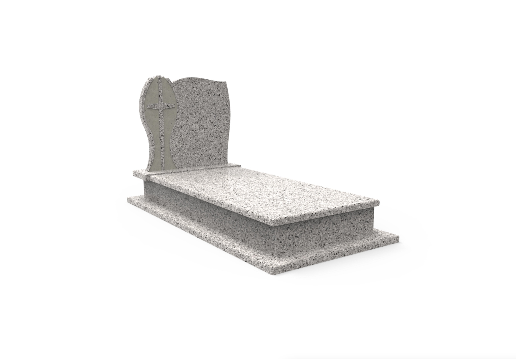 Granitový náhrobek Premium zaoblený s křížem, světle šedý